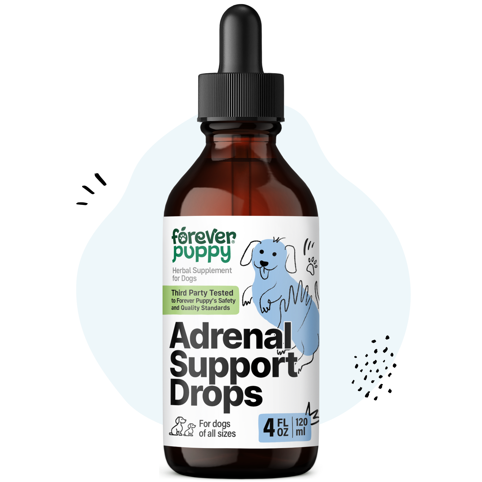 Adrenal Support Supplement for Dogs, Drops 4 fl.oz. Bottle - Forever Puppy